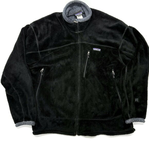 Patagonia R4 Jacket Mens XL Black Regulator Polartec Pile Fleece Full Zip